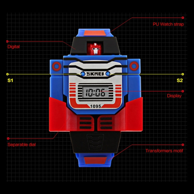 SKMEI Transformation Toy Shape Changing Removable Dial Digital Movement Children Watch with PU Plastic Cement Band(Red) - free shipping - PMC TechLife - Order now!