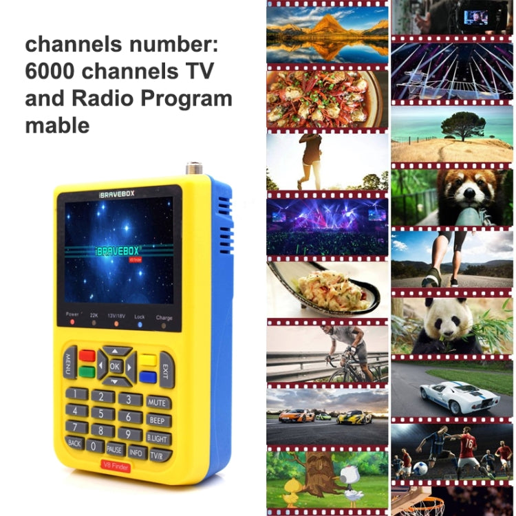 iBRAVEBOX V8 Finder Digital Satellite Signal Finder Meter, 3.5 Inch LCD Colour Screen, Support DVB Compliant & Live FTA, US Plug(Yellow) - Satellite Finder by PMC Jewellery | Online Shopping South Africa | PMC Jewellery | Buy Now Pay Later Mobicred