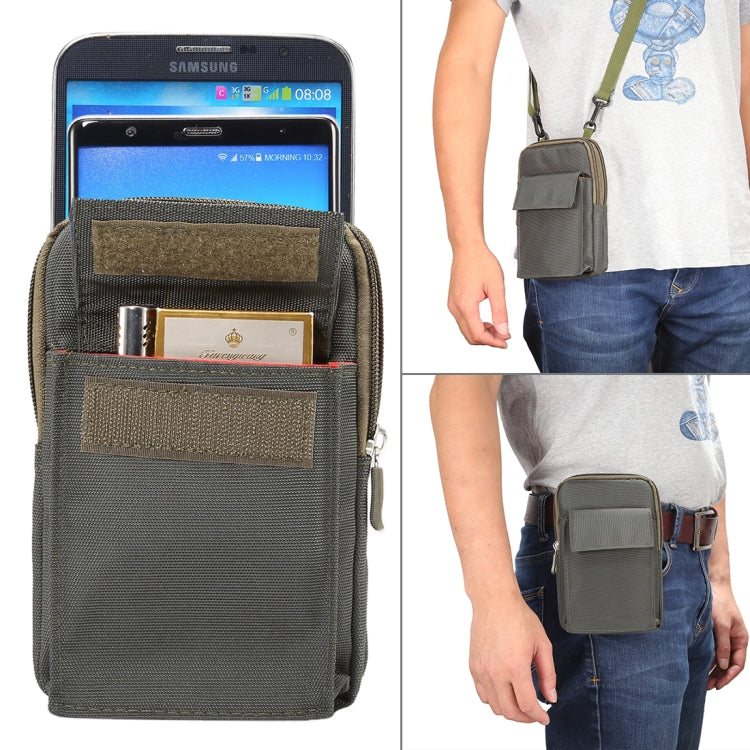6.4 inch and Below Universal Polyester Men Vertical Style Case Shoulder Carrying Bag with Belt Hole & Climbing Buckle, For iPhone, Samsung, Sony, Huawei, Meizu, Lenovo, ASUS, Oneplus, Xiaomi, Cubot, Ulefone, Letv, DOOGEE, Vkworld, and other (Army Green) - More iPhone Cases by PMC TechLife | Online Shopping South Africa | PMC TechLife | Buy Now Pay Later Mobicred