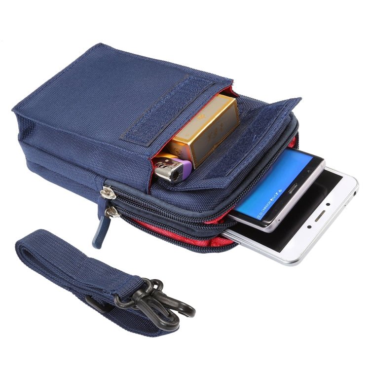 6.4 inch and Below Universal Polyester Men Vertical Style Case Shoulder Carrying Bag with Belt Hole & Climbing Buckle, For iPhone, Samsung, Sony, Huawei, Meizu, Lenovo, ASUS, Oneplus, Xiaomi, Cubot, Ulefone, Letv, DOOGEE, Vkworld, and other (Dark Blue) - More iPhone Cases by PMC Jewellery | Online Shopping South Africa | PMC Jewellery | Buy Now Pay Later Mobicred