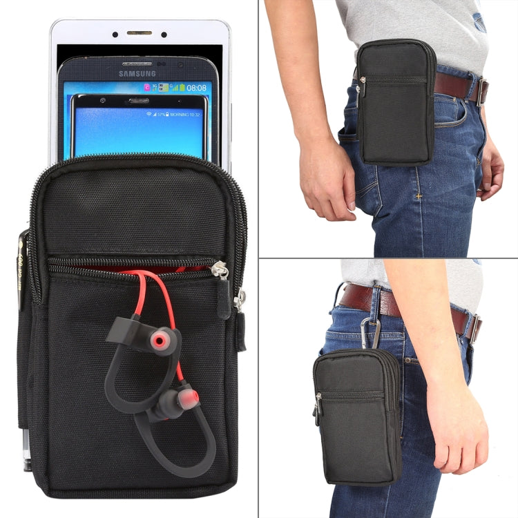 7 inch and Below Universal Polyester Men Vertical Style Case Waist Bag with Belt Hole & Climbing Buckle, For iPhone, Samsung, Sony, Huawei, Meizu, Lenovo, ASUS, Oneplus, Xiaomi, Cubot, Ulefone, Letv, DOOGEE, Vkworld, and other (Black) - More iPhone Cases by PMC Jewellery | Online Shopping South Africa | PMC Jewellery | Buy Now Pay Later Mobicred