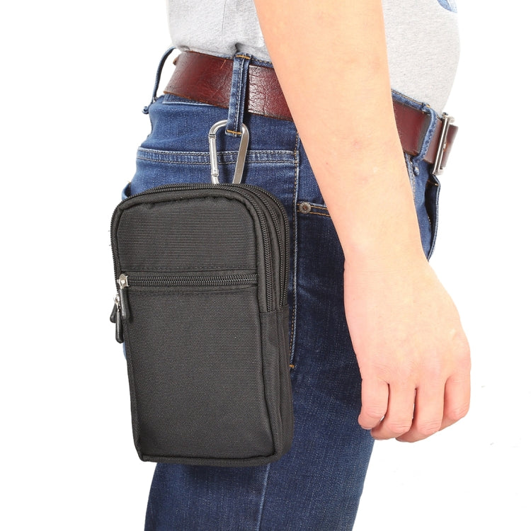 7 inch and Below Universal Polyester Men Vertical Style Case Waist Bag with Belt Hole & Climbing Buckle, For iPhone, Samsung, Sony, Huawei, Meizu, Lenovo, ASUS, Oneplus, Xiaomi, Cubot, Ulefone, Letv, DOOGEE, Vkworld, and other (Black) - More iPhone Cases by PMC Jewellery | Online Shopping South Africa | PMC Jewellery | Buy Now Pay Later Mobicred