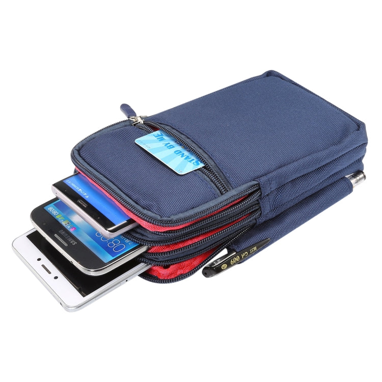 7 inch and Below Universal Polyester Men Vertical Style Case Waist Bag with Belt Hole & Climbing Buckle, For iPhone, Samsung, Sony, Huawei, Meizu, Lenovo, ASUS, Oneplus, Xiaomi, Cubot, Ulefone, Letv, DOOGEE, Vkworld, and other (Dark Blue) - More iPhone Cases by PMC Jewellery | Online Shopping South Africa | PMC Jewellery | Buy Now Pay Later Mobicred