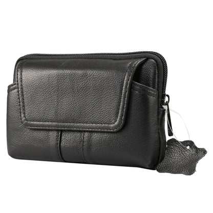 6.0 inch and Below Universal Genuine Leather Men Horizontal Style Case Waist Bag with Belt Hole, For Sony, Huawei, Meizu, Lenovo, ASUS, Cubot, Oneplus, Xiaomi, Ulefone, Letv, DOOGEE, Vkworld, and other Smartphones(Black) - More iPhone Cases by PMC Jewellery | Online Shopping South Africa | PMC Jewellery | Buy Now Pay Later Mobicred