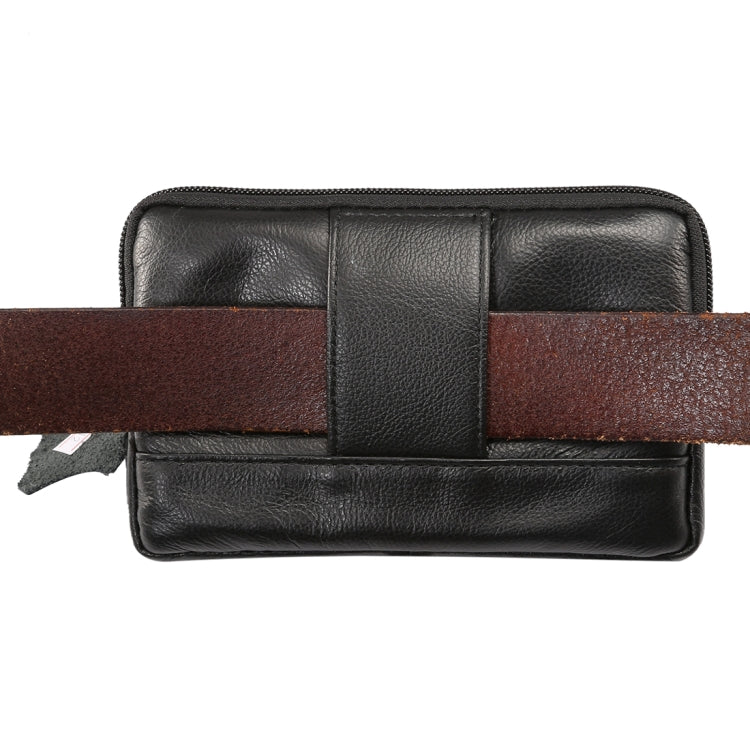 6.0 inch and Below Universal Genuine Leather Men Horizontal Style Case Waist Bag with Belt Hole, For Sony, Huawei, Meizu, Lenovo, ASUS, Cubot, Oneplus, Xiaomi, Ulefone, Letv, DOOGEE, Vkworld, and other Smartphones(Black) - More iPhone Cases by PMC Jewellery | Online Shopping South Africa | PMC Jewellery | Buy Now Pay Later Mobicred