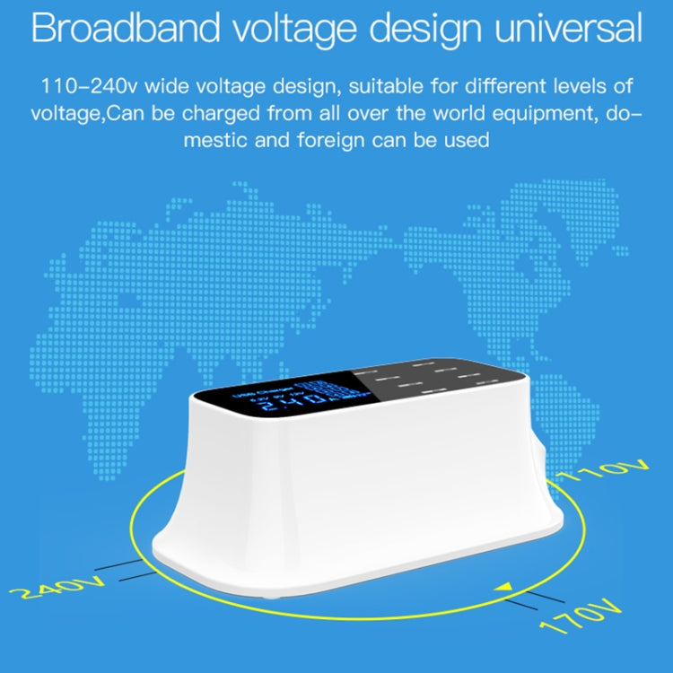 YC-CDA19A 8-port USB Multi-function 40W Intelligent Digital Display Fast Charging Dock, US Plug - Multifunction Charger by PMC Jewellery | Online Shopping South Africa | PMC Jewellery | Buy Now Pay Later Mobicred