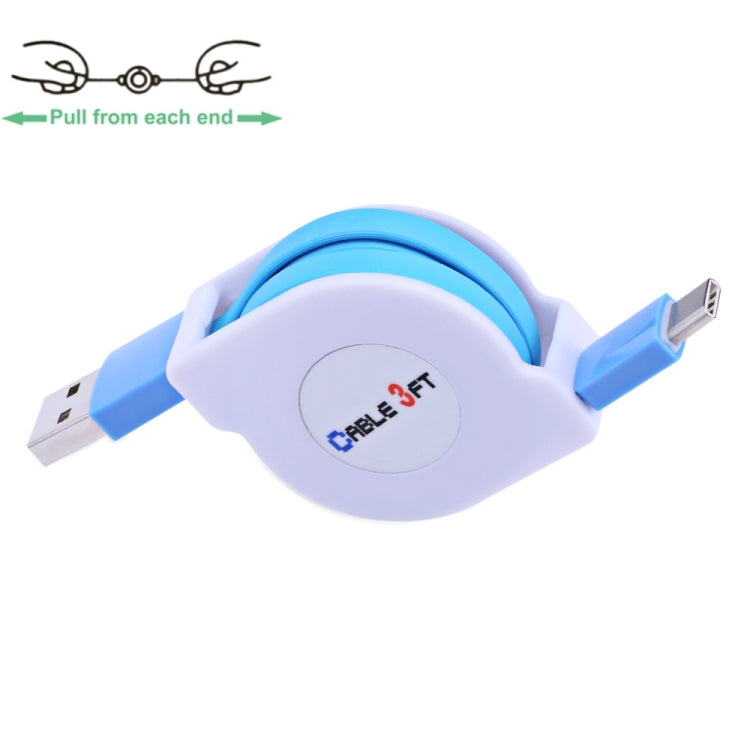 1m 2A 110 Copper Core Wires Retractable USB-C / Type-C to USB Data Sync Charging Cable(Blue) - USB-C & Type-C Cable by PMC Jewellery | Online Shopping South Africa | PMC Jewellery | Buy Now Pay Later Mobicred