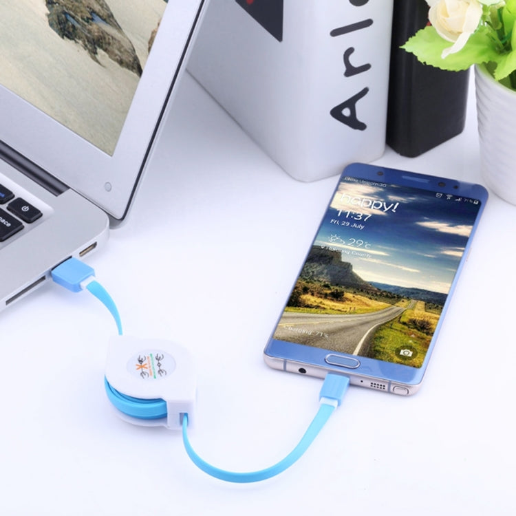 1m 2A 110 Copper Core Wires Retractable USB-C / Type-C to USB Data Sync Charging Cable(Blue) - USB-C & Type-C Cable by PMC Jewellery | Online Shopping South Africa | PMC Jewellery | Buy Now Pay Later Mobicred