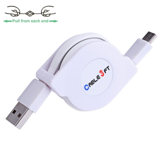 1m 2A 110 Copper Core Wires Retractable USB-C / Type-C to USB Data Sync Charging Cable(White) - USB-C & Type-C Cable by PMC Jewellery | Online Shopping South Africa | PMC Jewellery | Buy Now Pay Later Mobicred