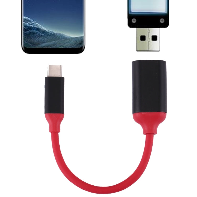 15cm Aluminum Alloy Head USB-C / Type-C 3.1 Male to USB 3.0 Female OTG Converter Adapter Cable(Red) - OTG Adapter by PMC Jewellery | Online Shopping South Africa | PMC Jewellery | Buy Now Pay Later Mobicred