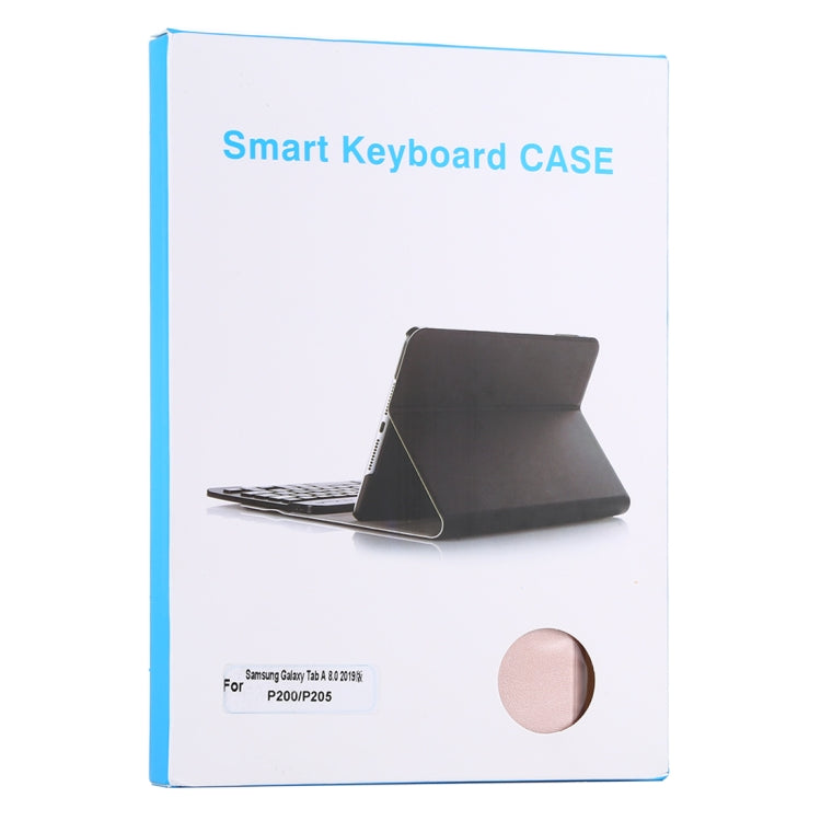 Ultra-thin Detachable Magnetic Bluetooth Keyboard Leather Tablet Case for Galaxy Tab A 8.0 2019 P200 / P205, with Holder(Rose Gold) - Samsung Keyboard by PMC TechLife | Online Shopping South Africa | PMC TechLife