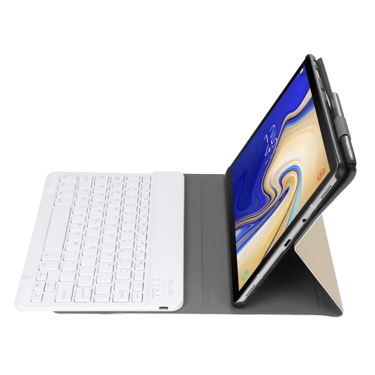 A720 Bluetooth 3.0 Ultra-thin Detachable Bluetooth Keyboard Leather Tablet Case + Leather Tablet Case for Samsung Galaxy Tab S5e T720, with Pen Slot & Holder(Gold) - free shipping - PMC TechLife - Order now!