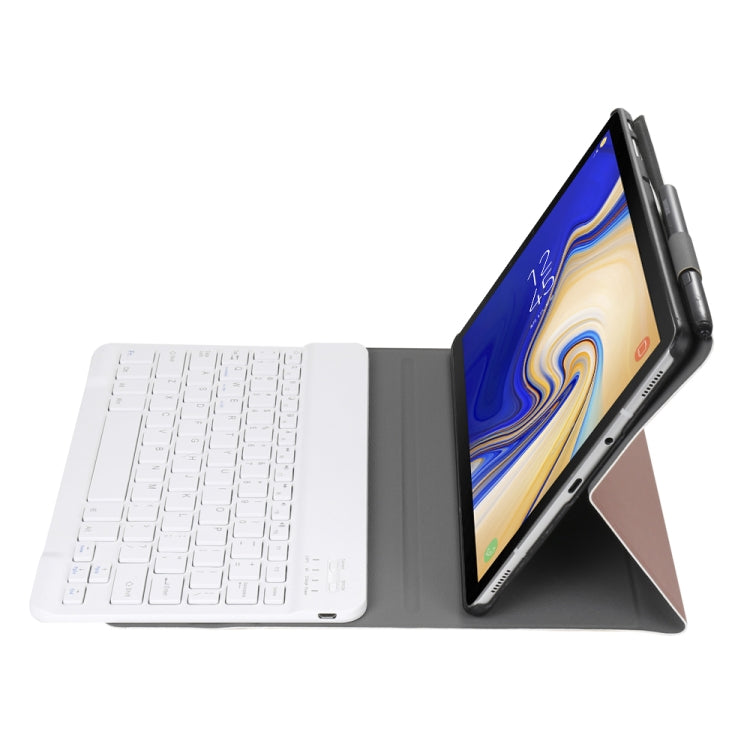 A720 Bluetooth 3.0 Ultra-thin Detachable Bluetooth Keyboard Leather Tablet Case + Leather Tablet Case for Samsung Galaxy Tab S5e T720, with Pen Slot & Holder(Rose Gold) - Samsung Keyboard by PMC TechLife | Online Shopping South Africa | PMC TechLife