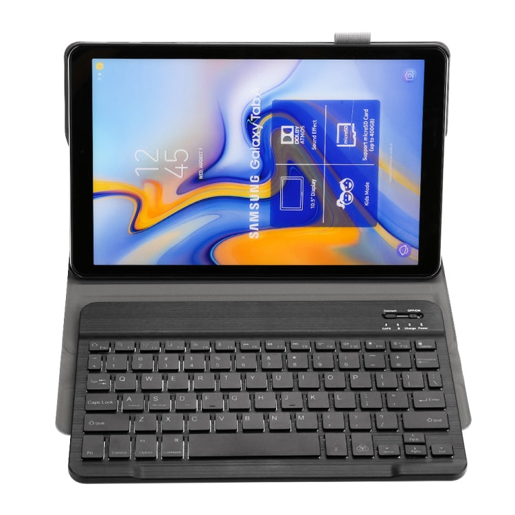 ST590S Bluetooth 3.0 Fine Wool Texture PU Leather ABS Detachable Seven-color Backlight Bluetooth Keyboard Leather Tablet Case for Samsung Galaxy Tab A 10.5 inch T590 / T595, with Pen Slot & Holder (Black) - Samsung Keyboard by PMC TechLife | Online Shopping South Africa | PMC TechLife
