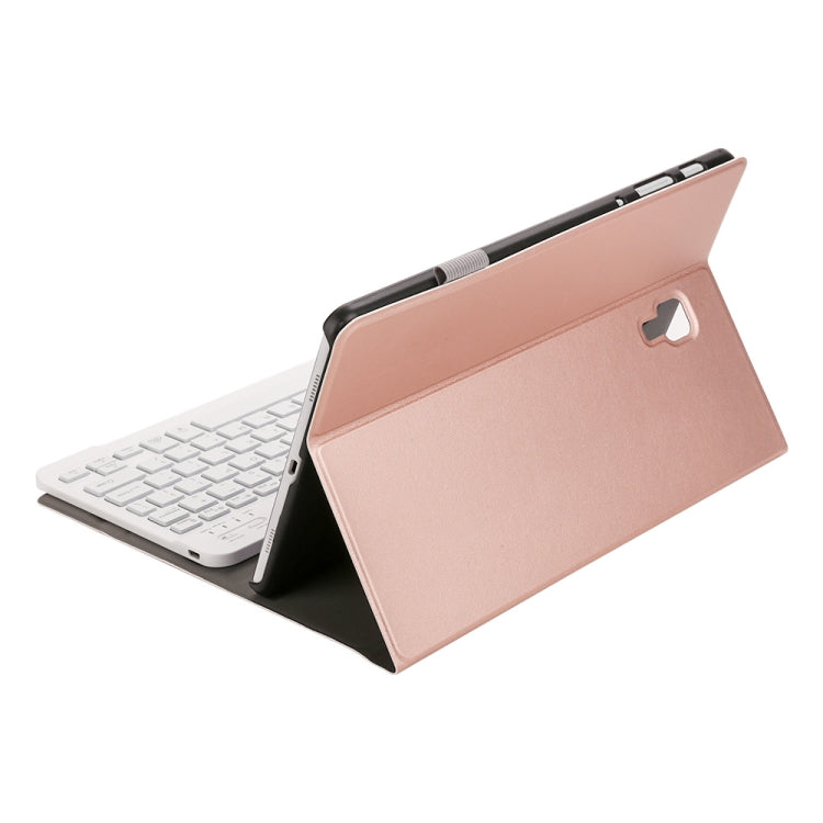 ST590S Bluetooth 3.0 Fine Wool Texture PU Leather ABS Detachable Seven-color Backlight Bluetooth Keyboard Leather Tablet Case for Samsung Galaxy Tab A 10.5 inch T590 / T595, with Pen Slot & Holder (Rose Gold) - Samsung Keyboard by PMC Jewellery | Online Shopping South Africa | PMC Jewellery