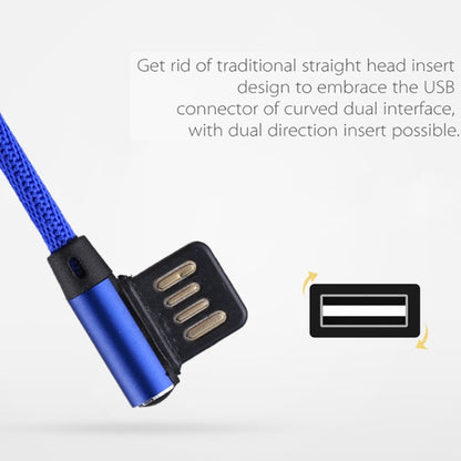 1m 2.4A Output USB to USB-C / Type-C Double Elbow Design Nylon Weave Style Data Sync Charging Cable(Dark Blue) - USB-C & Type-C Cable by PMC Jewellery | Online Shopping South Africa | PMC Jewellery | Buy Now Pay Later Mobicred