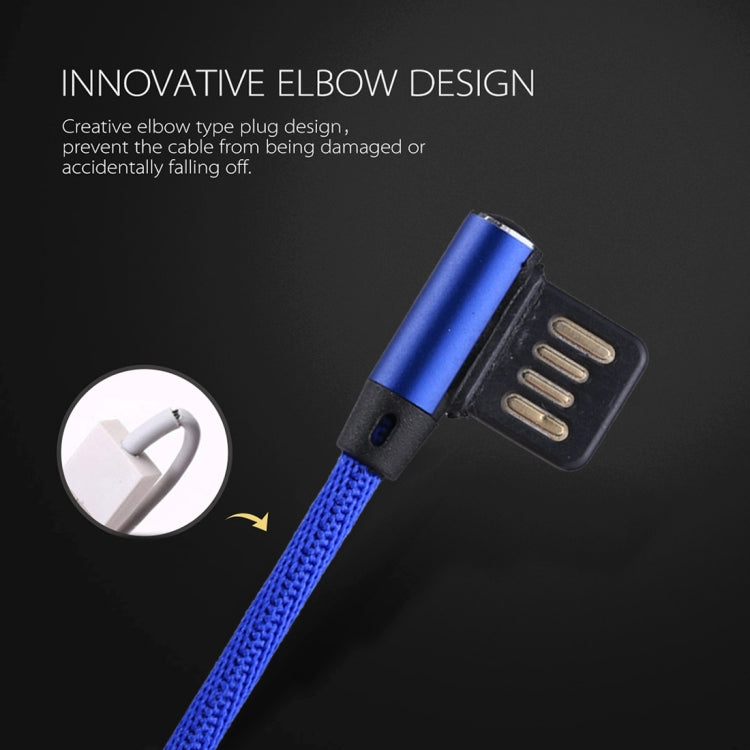 1m 2.4A Output USB to USB-C / Type-C Double Elbow Design Nylon Weave Style Data Sync Charging Cable(Dark Blue) - USB-C & Type-C Cable by PMC Jewellery | Online Shopping South Africa | PMC Jewellery | Buy Now Pay Later Mobicred