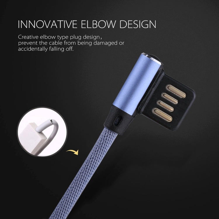 1m 2.4A Output USB to USB-C / Type-C Double Elbow Design Nylon Weave Style Data Sync Charging Cable(Blue) - USB-C & Type-C Cable by PMC Jewellery | Online Shopping South Africa | PMC Jewellery | Buy Now Pay Later Mobicred