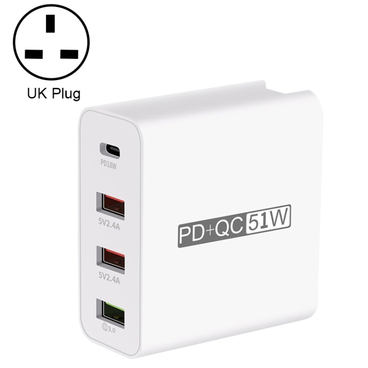 WLX-A6 4 Ports Quick Charging USB Travel Charger Power Adapter, UK Plug - USB Charger by PMC Jewellery | Online Shopping South Africa | PMC Jewellery | Buy Now Pay Later Mobicred