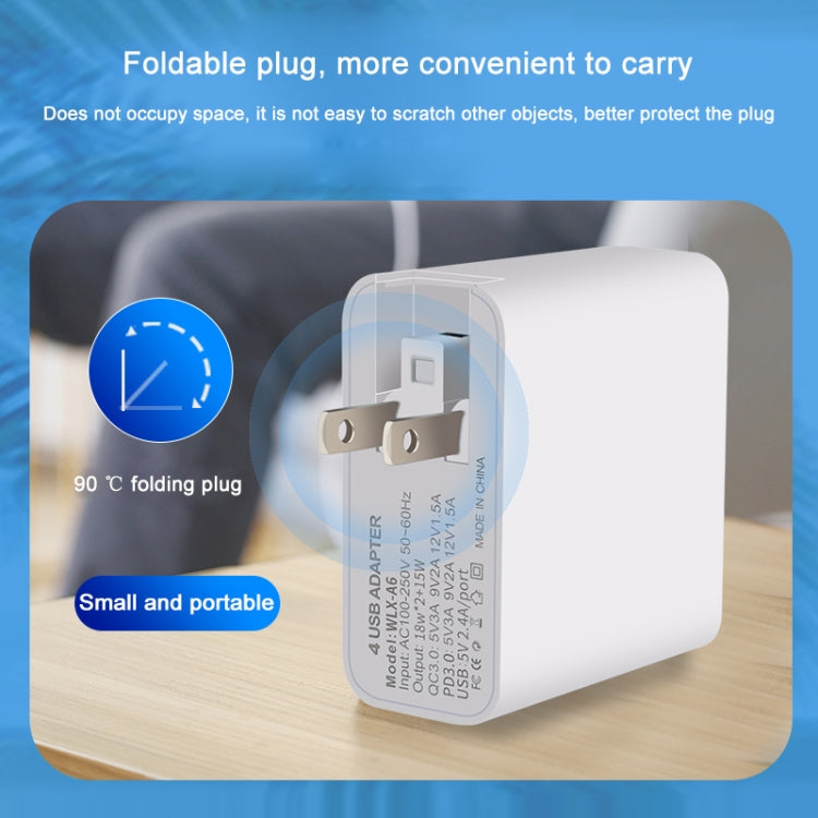 WLX-A6 4 Ports Quick Charging USB Travel Charger Power Adapter, UK Plug - USB Charger by PMC Jewellery | Online Shopping South Africa | PMC Jewellery | Buy Now Pay Later Mobicred