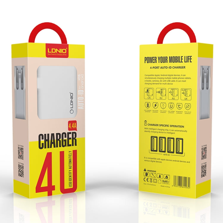 LDNIO A4403 4.4A 4 x USB Ports Smart Travel Charger, EU Plug - USB Charger by LDNIO | Online Shopping South Africa | PMC TechLife | Buy Now Pay Later Mobicred
