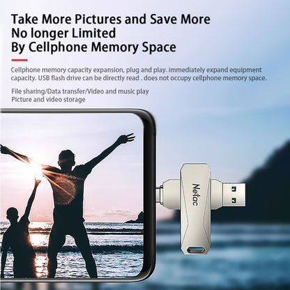 Netac U782C 128GB USB-C / Type-C + USB 3.0 360 Degrees Rotation Zinc Alloy Flash Drive OTG U Disk - USB Flash Drives by Netac | Online Shopping South Africa | PMC Jewellery | Buy Now Pay Later Mobicred