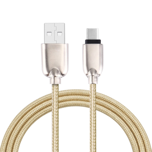 1M Woven Style Metal Head 108 Copper Cores USB-C / Type-C to USB Data Sync Charging Cable (Gold) - USB-C & Type-C Cable by PMC Jewellery | Online Shopping South Africa | PMC Jewellery | Buy Now Pay Later Mobicred