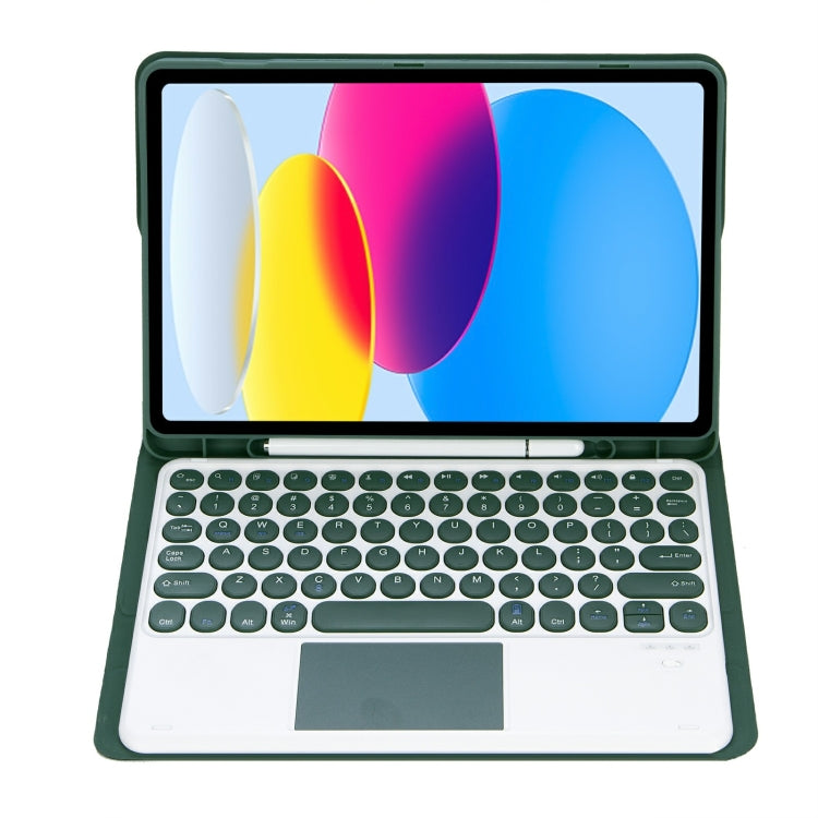 For iPad 11 2025 / 10th Gen 10.9 2022 YA10B-A Lambskin Texture Bluetooth Touch Keyboard Leather Tablet Case with Pen Slot (Dark Green) - free shipping - PMC TechLife - Order now!
