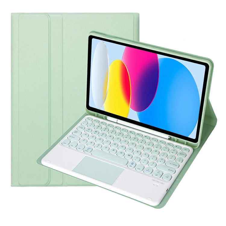For iPad 11 2025 / 10th Gen 10.9 2022 YA10B-A Lambskin Texture Bluetooth Touch Keyboard Leather Tablet Case with Pen Slot (Green) - Universal by PMC TechLife | Online Shopping South Africa | PMC TechLife | Buy Now Pay Later Mobicred