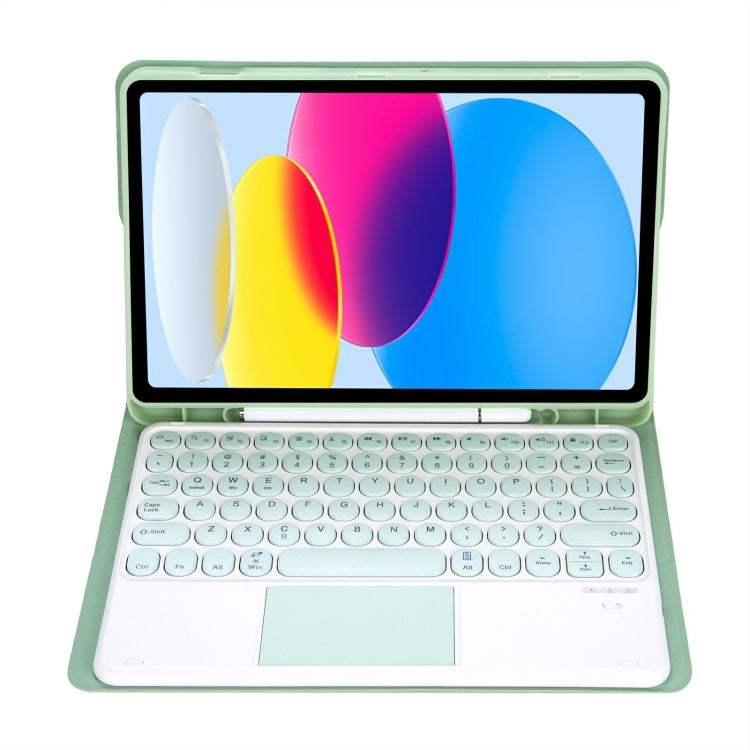 For iPad 11 2025 / 10th Gen 10.9 2022 YA10B-A Lambskin Texture Bluetooth Touch Keyboard Leather Tablet Case with Pen Slot (Green) - Universal by PMC TechLife | Online Shopping South Africa | PMC TechLife | Buy Now Pay Later Mobicred