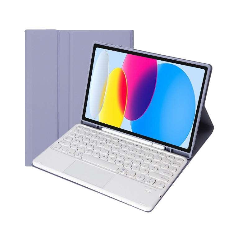 For iPad 11 2025 / 10th Gen 10.9 2022 YA10B-A Lambskin Texture Bluetooth Touch Keyboard Leather Tablet Case with Pen Slot (Purple) - free shipping - PMC TechLife - Order now!