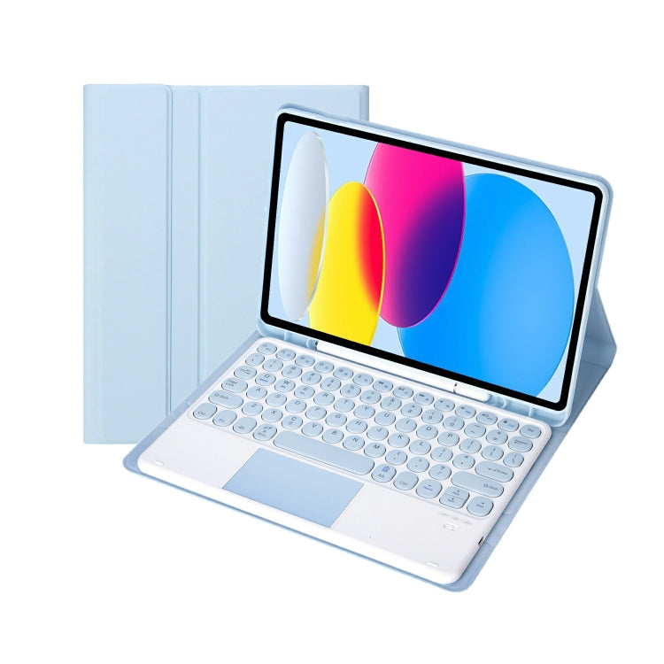For iPad 11 2025 / 10th Gen 10.9 2022 YA10B-A Lambskin Texture Bluetooth Touch Keyboard Leather Tablet Case with Pen Slot (Baby Blue) - free shipping - PMC TechLife - Order now!
