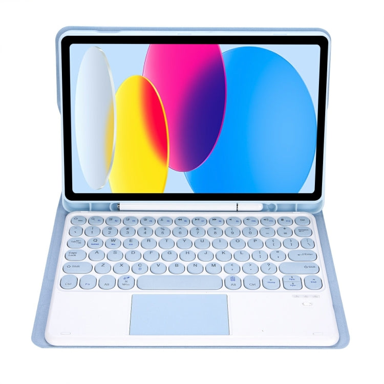 For iPad 11 2025 / 10th Gen 10.9 2022 YA10B-A Lambskin Texture Bluetooth Touch Keyboard Leather Tablet Case with Pen Slot (Baby Blue) - free shipping - PMC TechLife - Order now!