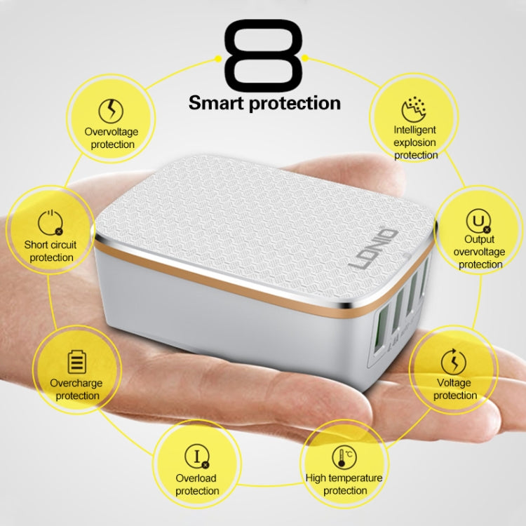 LDNIO A4404 4.4A 4 x USB Ports Smart Travel Charger, EU Plug - free shipping - PMC TechLife - Order now!