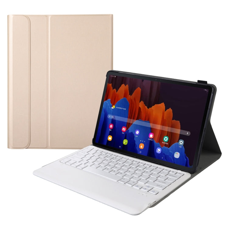 A970 Detachable Bluetooth Keyboard Ultrathin Horizontal Flip Leather Tablet Case for Samsung Galaxy Tab S7 FE T730 / T736 / S7+ T970 / T975 / T976(Gold) - Samsung Keyboard by PMC TechLife | Online Shopping South Africa | PMC TechLife