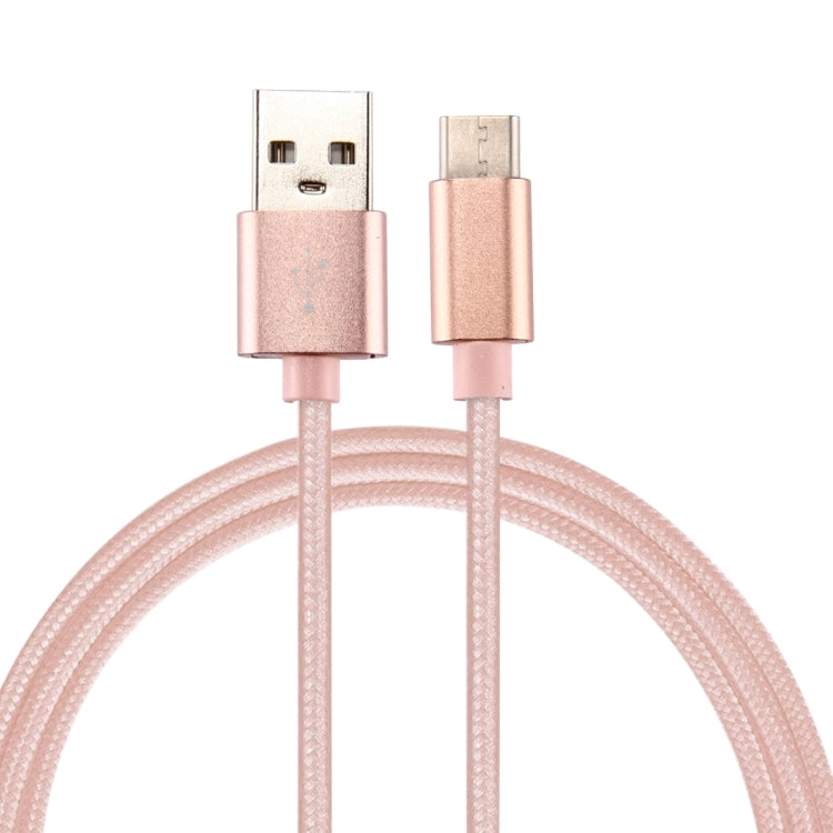 Knit Texture USB to USB-C / Type-C Data Sync Charging Cable, Cable Length: 1m, 3A Total Output, 2A Transfer Data(Rose Gold) - USB-C & Type-C Cable by PMC Jewellery | Online Shopping South Africa | PMC Jewellery | Buy Now Pay Later Mobicred