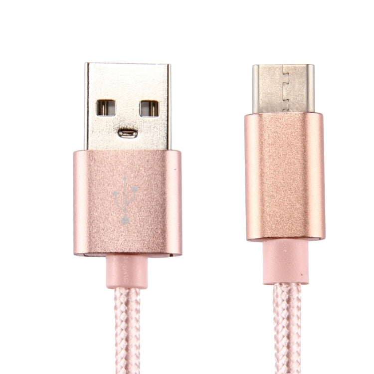 Knit Texture USB to USB-C / Type-C Data Sync Charging Cable, Cable Length: 1m, 3A Total Output, 2A Transfer Data(Rose Gold) - USB-C & Type-C Cable by PMC Jewellery | Online Shopping South Africa | PMC Jewellery | Buy Now Pay Later Mobicred