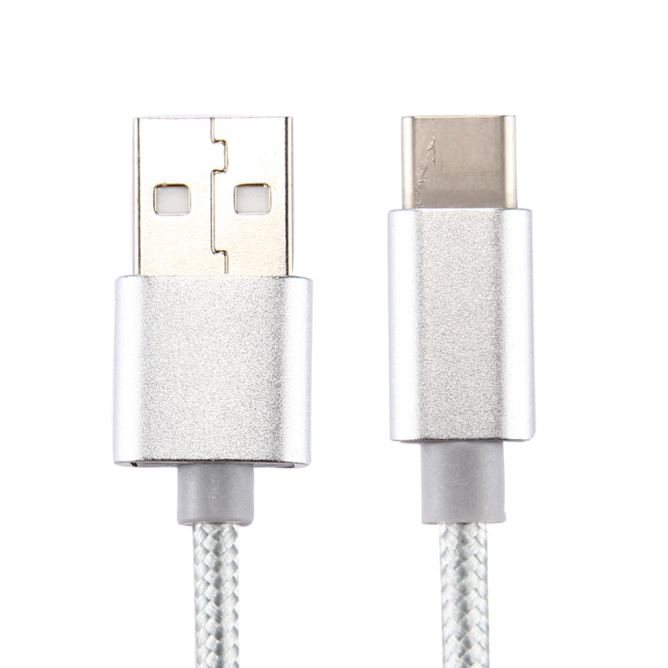 Knit Texture USB to USB-C / Type-C Data Sync Charging Cable, Cable Length: 1m, 3A Total Output, 2A Transfer Data(Silver) - USB-C & Type-C Cable by PMC Jewellery | Online Shopping South Africa | PMC Jewellery | Buy Now Pay Later Mobicred