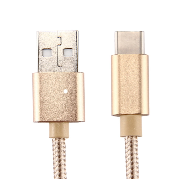 Knit Texture USB to USB-C / Type-C Data Sync Charging Cable, Cable Length: 2m, 3A Output(Gold) - USB-C & Type-C Cable by PMC Jewellery | Online Shopping South Africa | PMC Jewellery | Buy Now Pay Later Mobicred