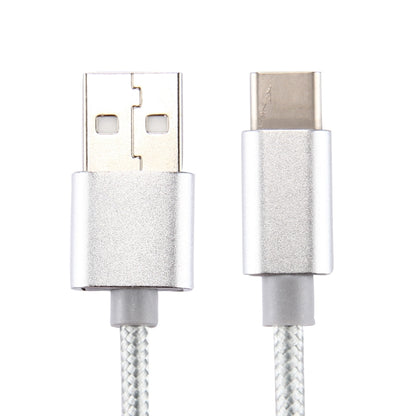 Knit Texture USB to USB-C / Type-C Data Sync Charging Cable, Cable Length: 2m, 3A Output(Silver) - USB-C & Type-C Cable by PMC Jewellery | Online Shopping South Africa | PMC Jewellery | Buy Now Pay Later Mobicred