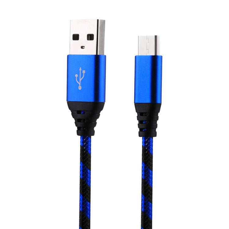 1m USB to USB-C / Type-C Nylon Weave Style Data Sync Charging Cable(Blue) - USB-C & Type-C Cable by PMC Jewellery | Online Shopping South Africa | PMC Jewellery | Buy Now Pay Later Mobicred