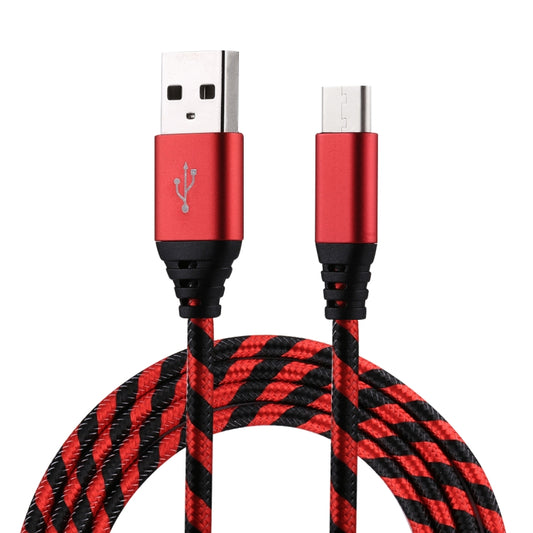 1m USB to USB-C / Type-C Nylon Weave Style Data Sync Charging Cable(Red) - USB-C & Type-C Cable by PMC Jewellery | Online Shopping South Africa | PMC Jewellery | Buy Now Pay Later Mobicred