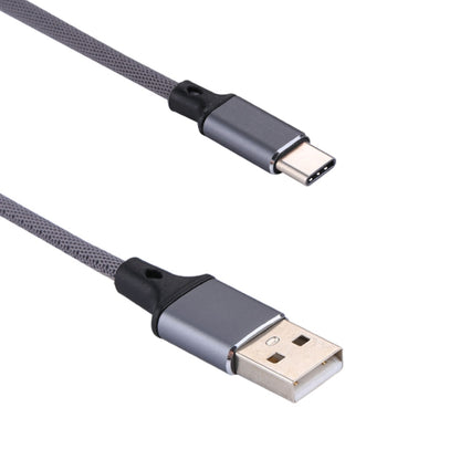 1m 2A Output USB to USB-C / Type-C Nylon Weave Style Data Sync Charging Cable(Grey) - USB-C & Type-C Cable by PMC Jewellery | Online Shopping South Africa | PMC Jewellery | Buy Now Pay Later Mobicred