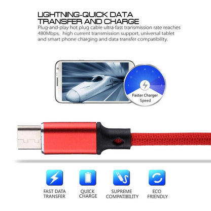 1m 2A Output USB to USB-C / Type-C Nylon Weave Style Data Sync Charging Cable(Red) - USB-C & Type-C Cable by PMC Jewellery | Online Shopping South Africa | PMC Jewellery | Buy Now Pay Later Mobicred