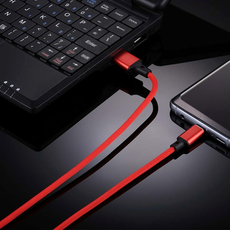 1m 2A Output USB to USB-C / Type-C Nylon Weave Style Data Sync Charging Cable(Red) - USB-C & Type-C Cable by PMC Jewellery | Online Shopping South Africa | PMC Jewellery | Buy Now Pay Later Mobicred