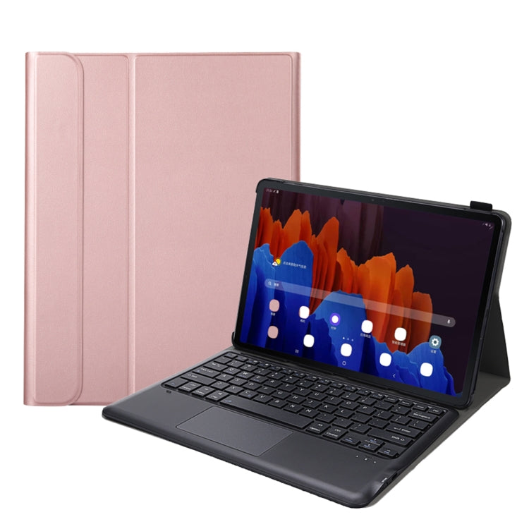 A970-A Splittable Bluetooth Keyboard Leather Tablet Case for Samsung Galaxy Tab S8+ / S7 FE T730 / S7+ T970 / T975, with Touchpad & Holder(Rose Gold) - Samsung Keyboard by PMC TechLife | Online Shopping South Africa | PMC TechLife