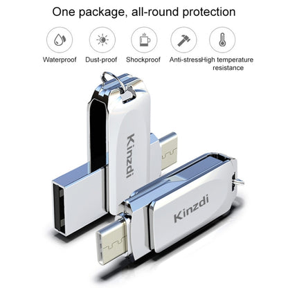 Kinzdi 64GB USB + Type-C Interface Metal Twister Flash Disk V8 (Silver) - USB Flash Drives by Kinzdi | Online Shopping South Africa | PMC Jewellery | Buy Now Pay Later Mobicred