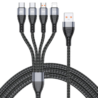 4 in 1 66W 6A USB to 8 Pin + Micro USB + Dual USB-C / Type-C Fast Charging Data Cable, Cable Length: 1.2m(Grey) - Multifunction Cable by PMC Jewellery | Online Shopping South Africa | PMC Jewellery | Buy Now Pay Later Mobicred