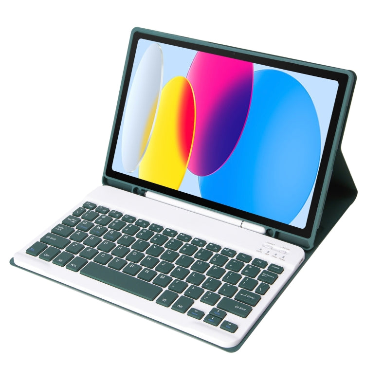 For iPad 10th Gen 10.9 2022 A10B Lambskin Texture Ultra-thin Bluetooth Keyboard Leather Tablet Case with Pen Slot(Dark Green) - Universal by PMC TechLife | Online Shopping South Africa | PMC TechLife