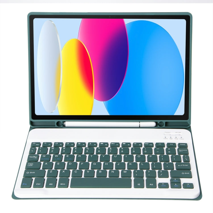 For iPad 10th Gen 10.9 2022 A10B Lambskin Texture Ultra-thin Bluetooth Keyboard Leather Tablet Case with Pen Slot(Dark Green) - Universal by PMC TechLife | Online Shopping South Africa | PMC TechLife